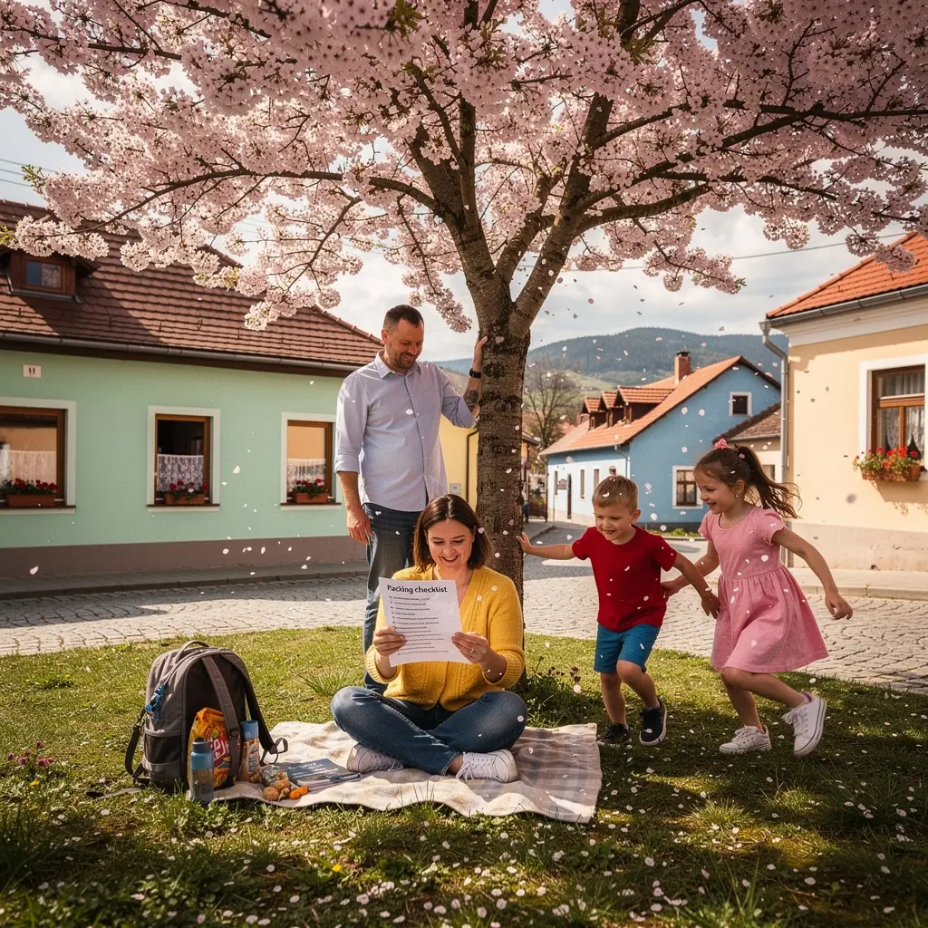 A scenic view of the High Tatras mountains with lush greenery and a clear blue sky.